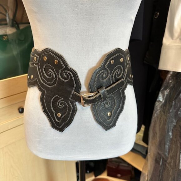 Temperley London Black Size 3 Leather Waist Belt - Picture 1 of 7